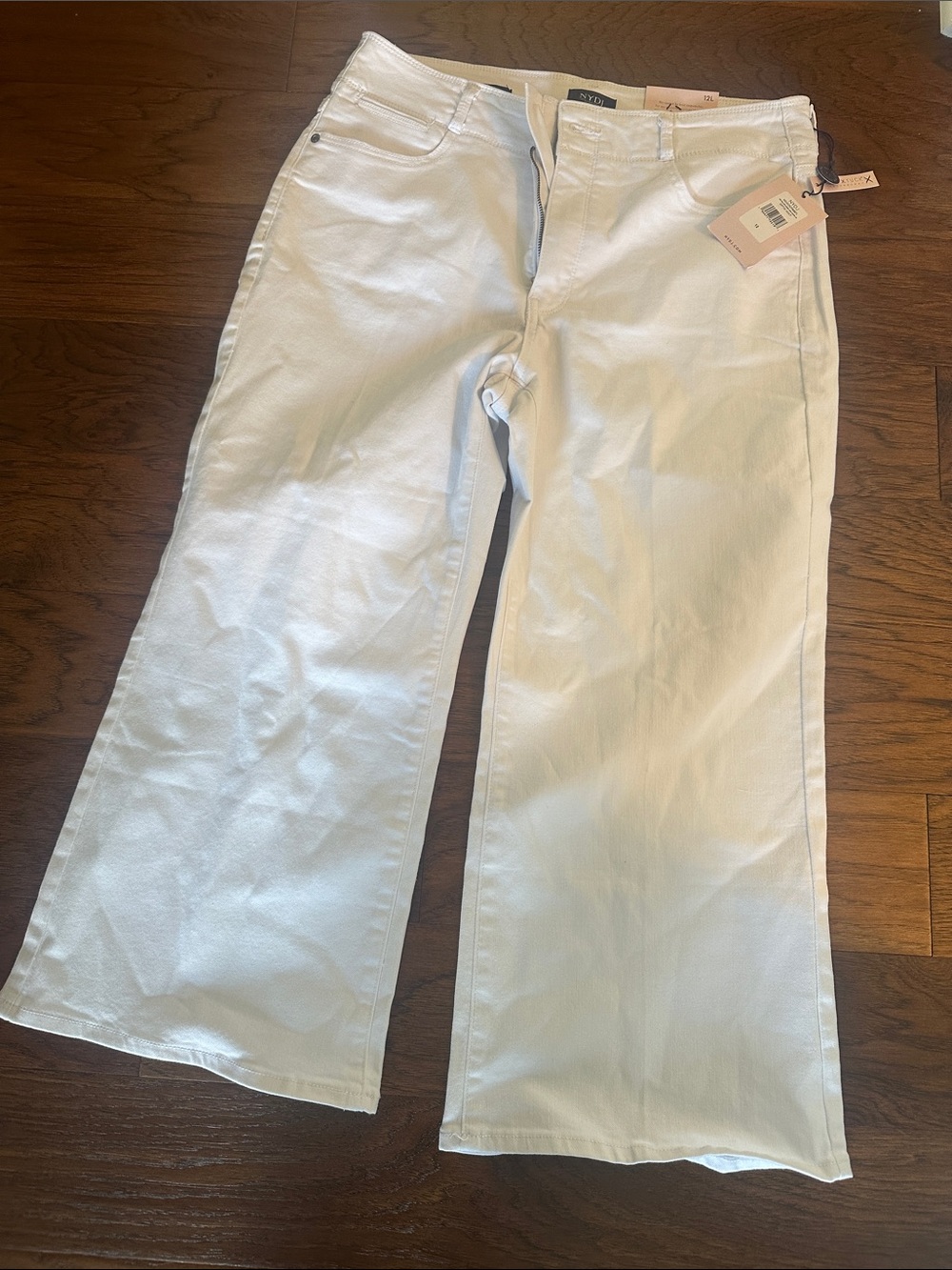 NYDJ White Wide-Leg crop High-Rise Jeans
